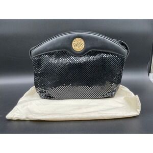 Whiting & Davis Black Mesh Clutch Vintage Evening‎ Bag Strap & Dust Bag